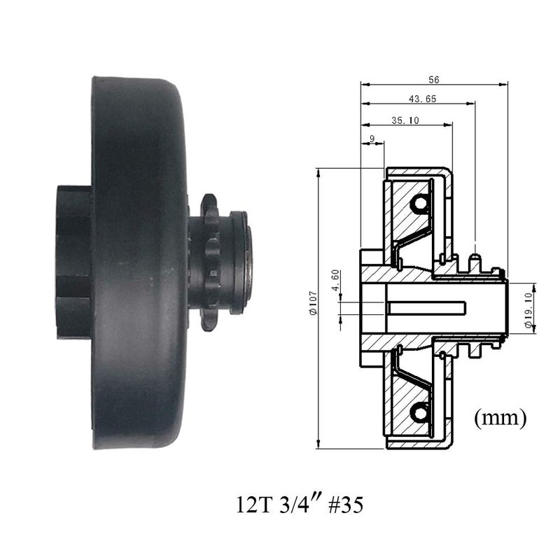 MOOSUN Centrifugal Clutch 3/4" Bore #35 Chain 12T for GO Kart Mini Bike Engine 3/4 Bar - Image 5